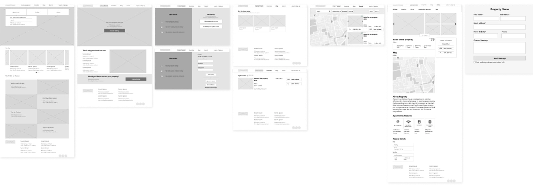 Image showing the complete user flow of the low-fidelity prototype.